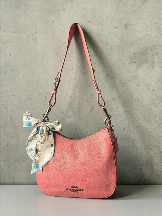 Coach Handbags - Coach Jes Hobo Handbag Rose Pink Pebble Leather with Floral Scarf Accent
